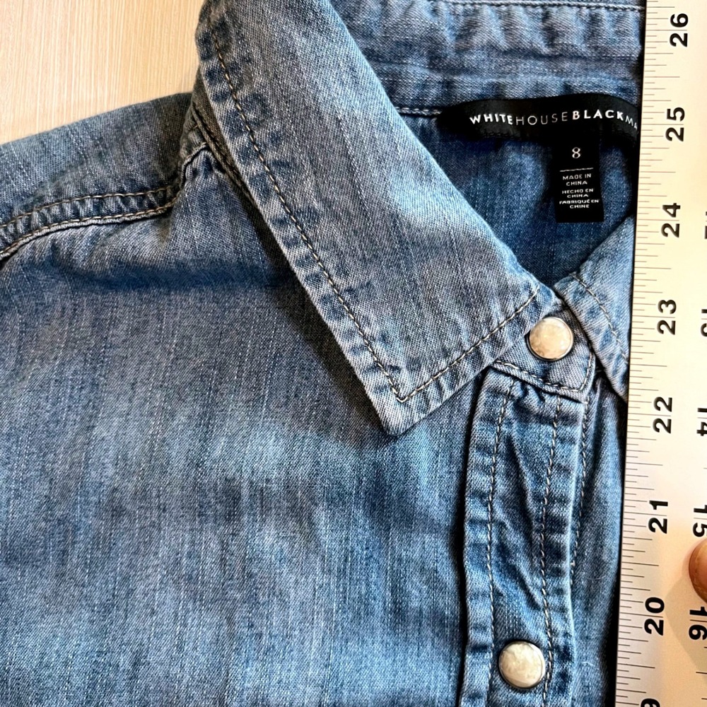 White House Black Market Denim Button-Down Shirt - Blue - Picture 7 of 7